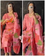 Premium Tissue Applique Suit - Peach