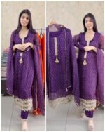 Premium Georgette Mirror Suit -Dark Purple - Image 2