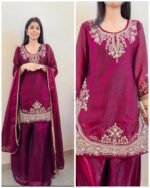 Crush Tissue Embroidered fit - Cherry Wine - Image 2