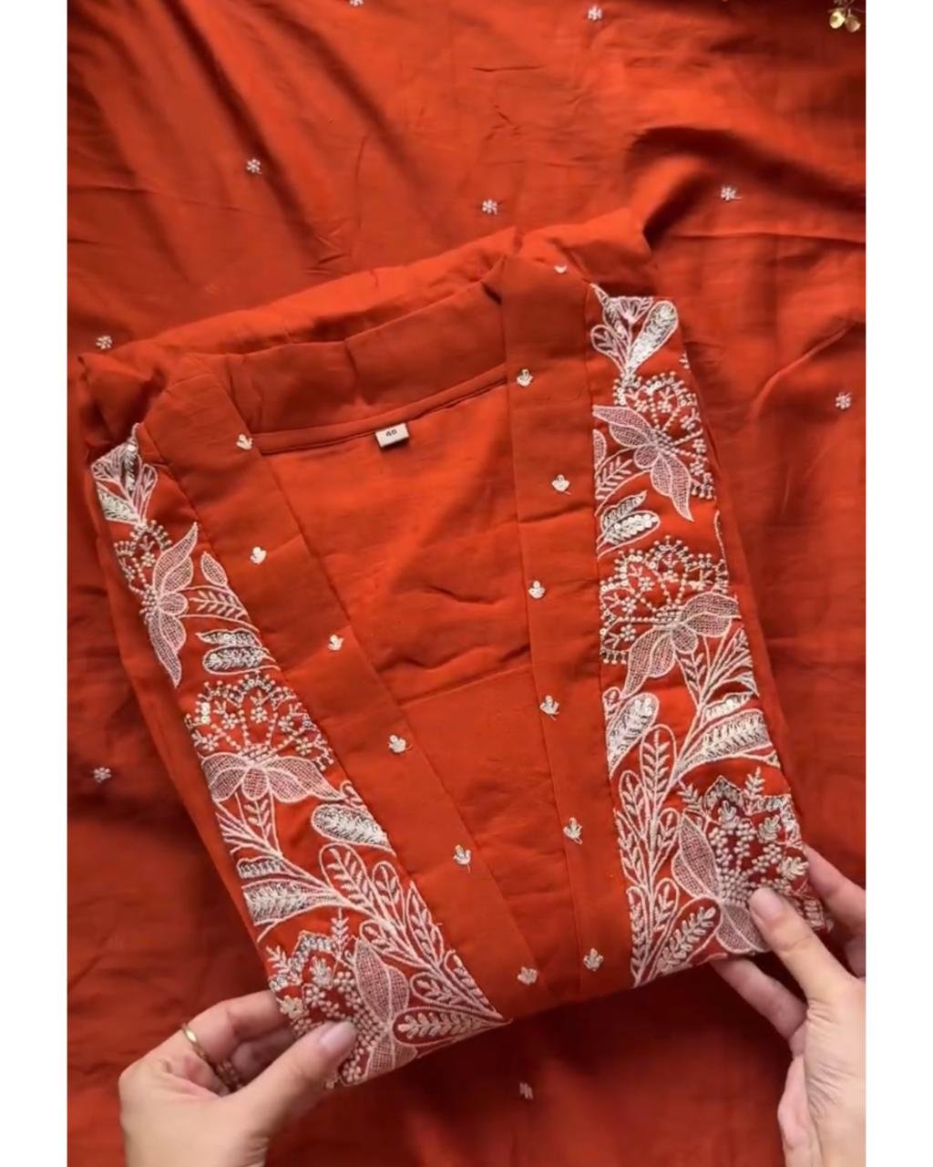 WhatsApp-Image-2025-12-13-at-15.05.56.jpeg Premium Embroidered Mul Cotton Anarkali - Rust - Image 1