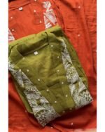 Premium Embroidered Mul Cotton Anarkali – Mehendi Green - Image 4