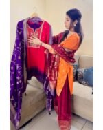 Pure Dola Silk Farshi Salwaar -Rust Orange