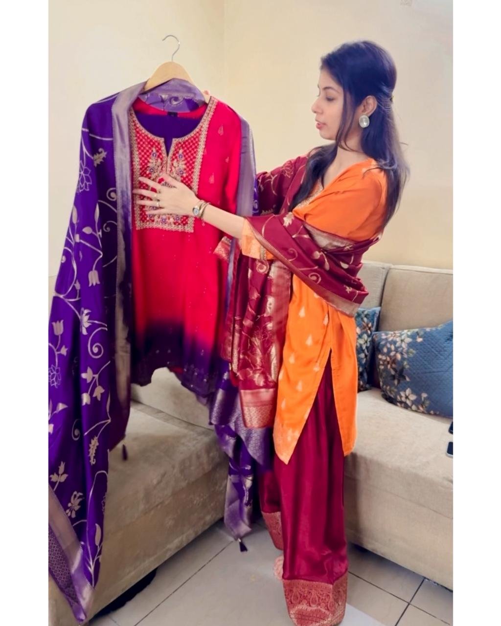 WhatsApp-Image-2025-12-19-at-18.44.59.jpeg Pure Dola Silk Farshi Salwaar -Rust Orange - Image 1