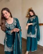 Crush Tissue Embroidered fit -Teal Blue - Image 2