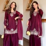Crush Tissue Embroidered fit - Cherry Wine