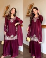 Crush Tissue Embroidered fit - Cherry Wine
