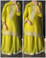 Premium Chinnon Silk Sharara set