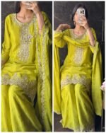 Premium Chinnon Silk Sharara set - Image 2