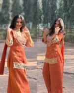 Premium Tissue 4-Piece Bustier Set –Rust Orange - Image 4
