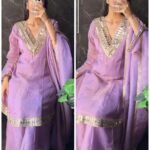 Premium Pure Tissue Mirror work Flared Bottom set -Lavender
