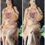 Premium Tissue Organza 3 Piece Coord with Bustier - Chickoo
