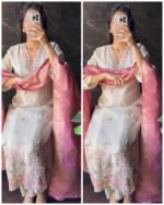 Premium Ivory Tissue Suit with Banarasi Dupatta