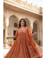 Cotton Aline Mirror V Neck - Rust Orange