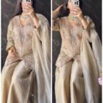 Premium Gold Crush Tissue Silk Suit
