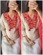 Premium Tissue Silk Bandhej Suit - Image 2