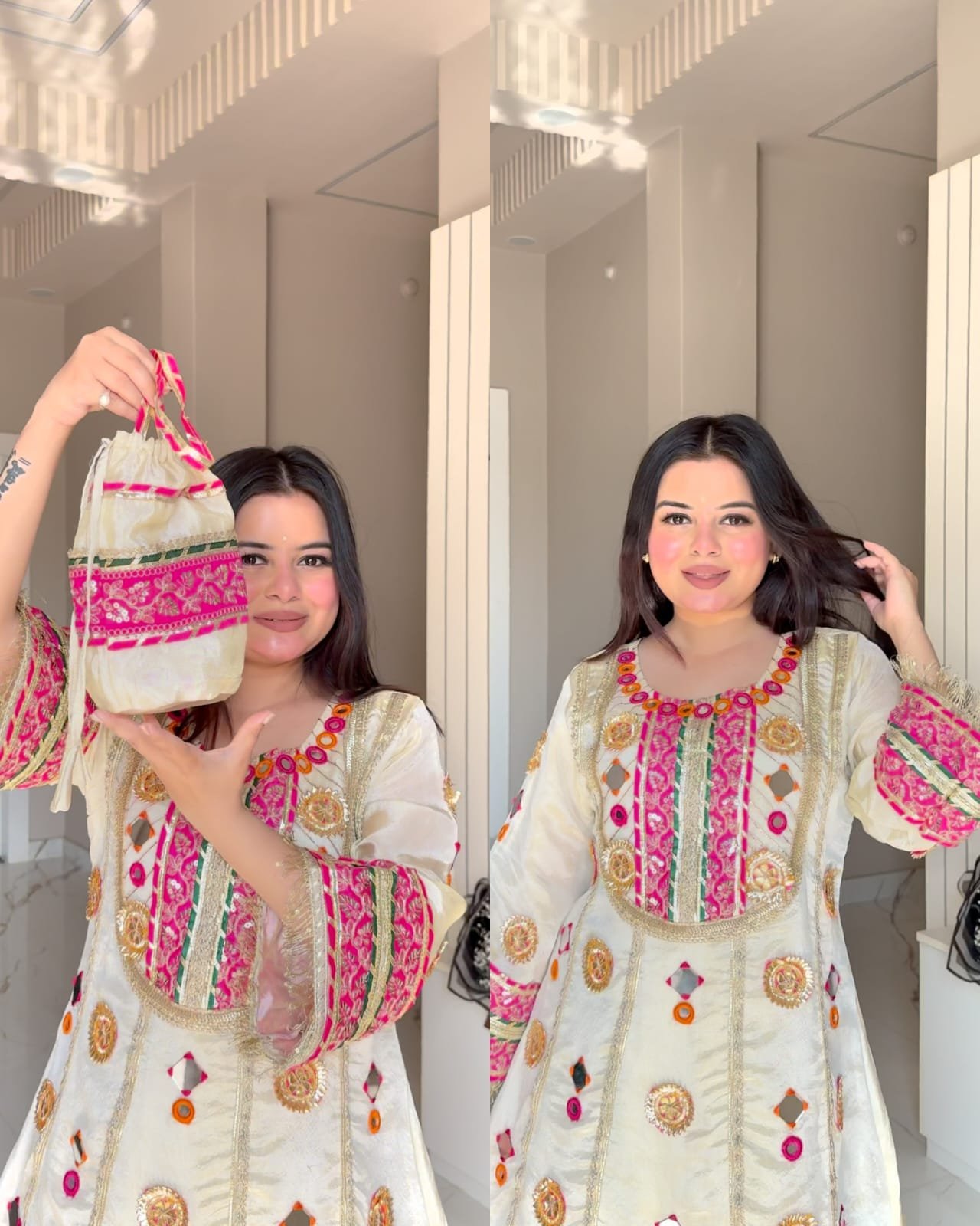 WhatsApp-Image-2026-02-15-at-17.50.13.jpeg Premium Tissue Silk Gotta Coord With Potli - Image 1