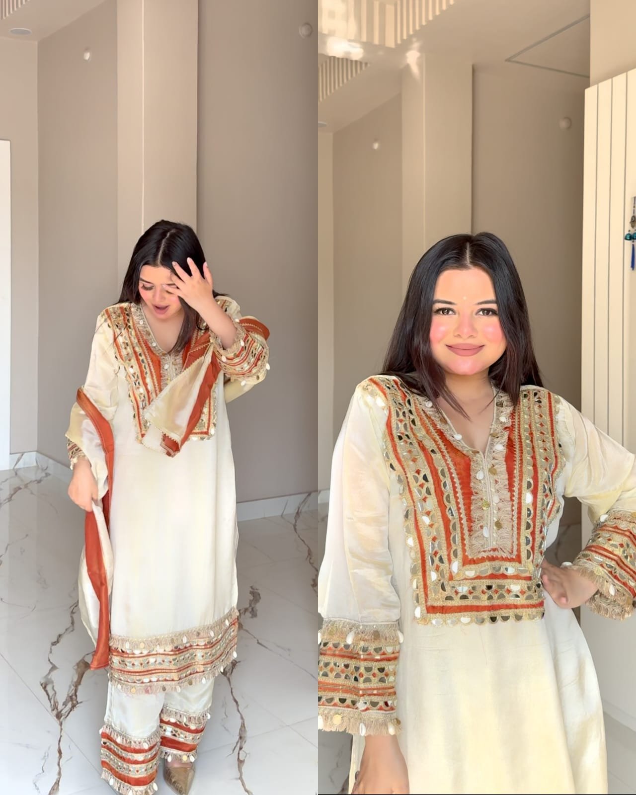 WhatsApp-Image-2026-02-15-at-18.00.55.jpeg Premium Pure Tissue Shell Boho Heavy Suit-RUST IVORY - Image 1