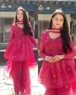 Pure Chiffon Bandhej Sharara Set with Hand Work