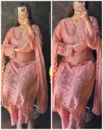 Premium Pakistani lazer Cut Suit - Peach - Image 2
