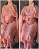 Premium Pakistani lazer Cut Suit - Peach