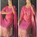 Premium Tissue Hand work Suit -PINK