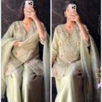 Premium Crush Tissue Silk Suit -Pista Green