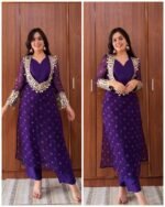 3-Piece Bustier Chiffon Set - Purple