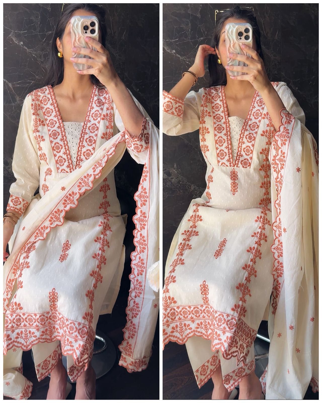 WhatsApp-Image-2026-03-08-at-15.45.42-2.jpeg Premium Kora Cotton Embroidered Sciffli Suit - Rust Orange - Image 1