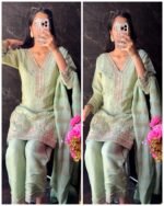 Short Tissue Hand work Suit - Pista Green