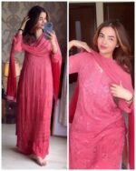 Premium Pure viscose hand work chikankari ombre suit - Image 3