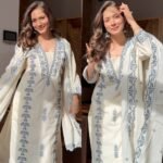 Premium Kora Cotton Embroidered Sciffli Suit - Grey