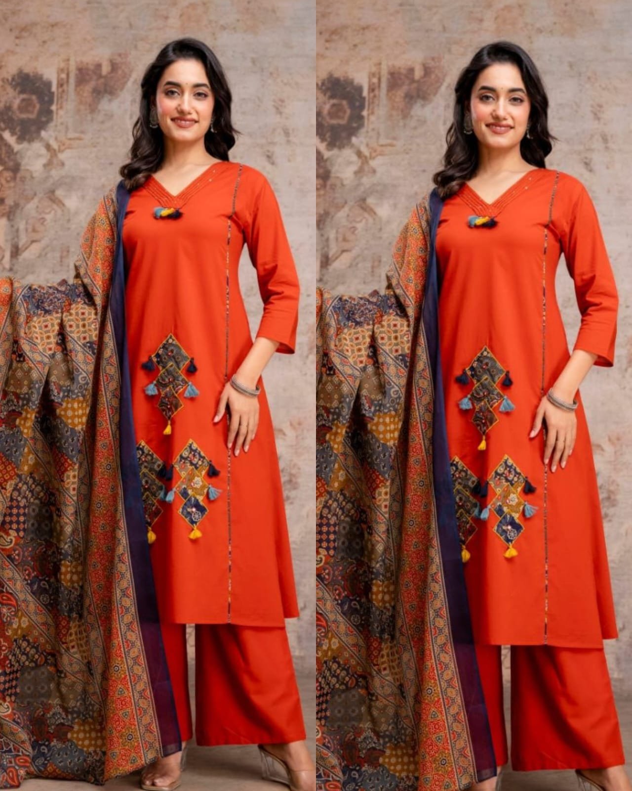 WhatsApp-Image-2026-03-24-at-17.54.40-1.jpeg Premium Cotton Ajrakh Suit- Rust Orange - Image 1