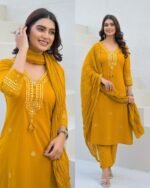 Premium Mul Cotton Straight Fit - Mustard