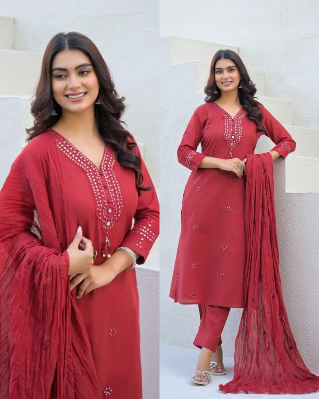 WhatsApp-Image-2026-03-24-at-17.54.42.jpeg Premium Mul Cotton Straight Fit - Maroon - Image 1