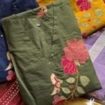 Premium Cotton Embroidered Suit - Olive Green
