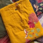 Premium Cotton Embroidered Suit - Mustard