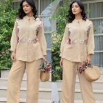 premium jute coord with applique flower