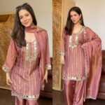 Original Mirror Premium Shimmer Tissue Suit -Mauve Pink