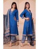 Stylish Embroidered Cotton Pocket suits -Blue - Image 2