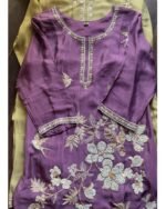 Premium Chinnon Hand work Suit - lavender - Image 2