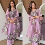 Premium Tissue Patchwork Suit -Mauve