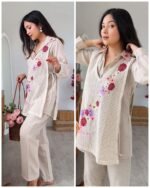 Premium Jute Coverup Coord with Appliqué 3D Flowers