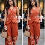 Premium Cotton Embroidered Coords - Rust