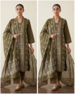 Pure Cotton Straight Fit-Olive Green
