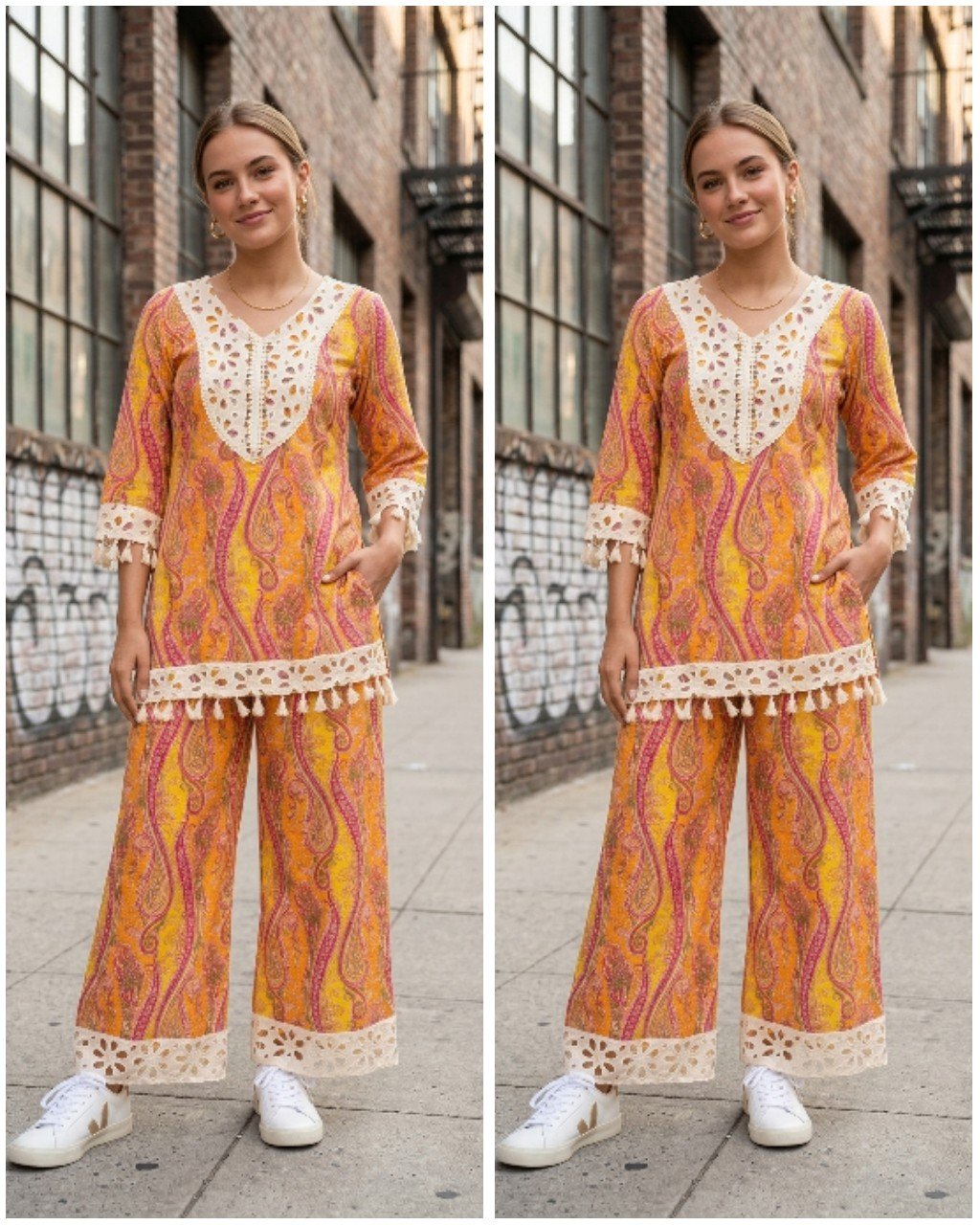 WhatsApp-Image-2026-05-20-at-7.58.25-PM.jpeg Pure Cotton Coord Set - Paisley Peach - Image 1