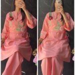 Premium Mul Cotton Coverup Coord - Peach