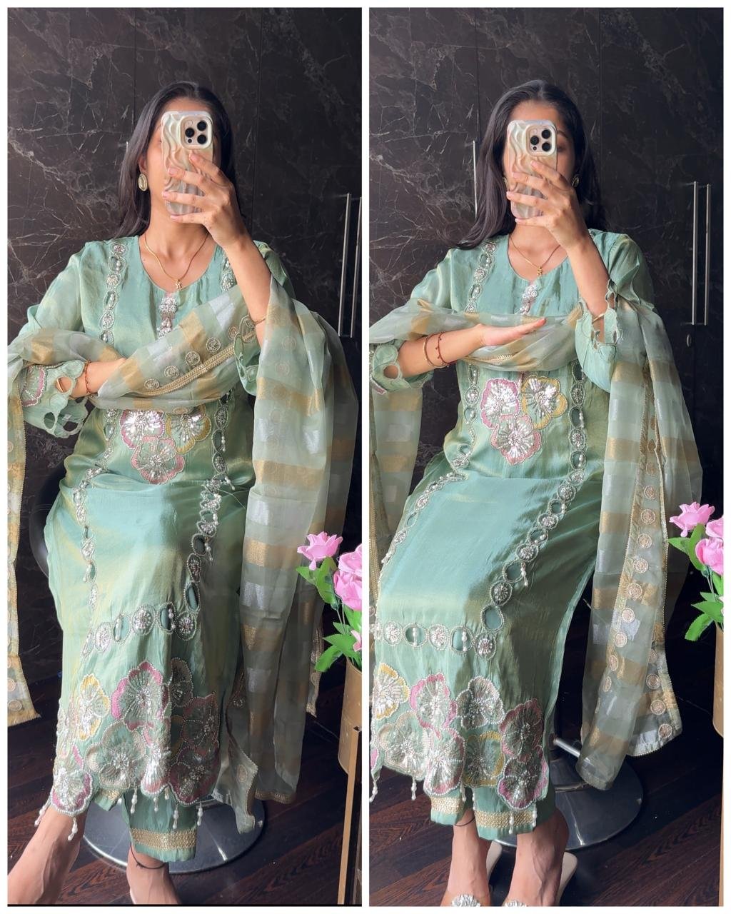 WhatsApp-Image-2026-08-16-at-18.33.31.jpeg Premium Zardoshi Hand work Suit - Green - Image 1