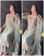 Premium Crush Silk Hand work Suit - Image 2