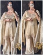 Pure Crush Tissue Hand work Suit - Gold - Image 2