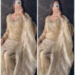 Premium Farshi Crush Tissue Hand work Suit - Gold